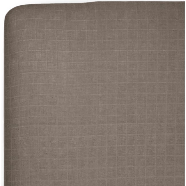 Cotton Print Muslin Standard-Size Crib Sheet, Mocha