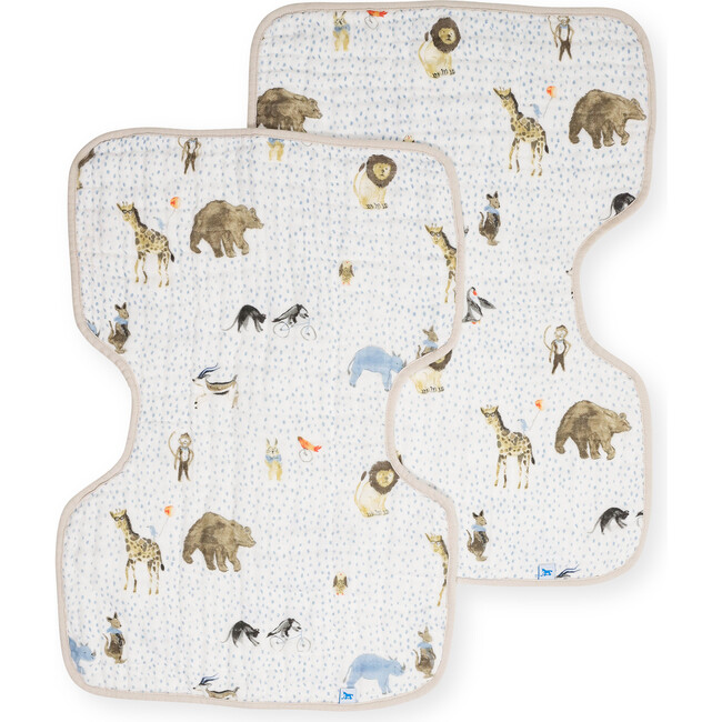 Cotton Muslin Multi-Layered Burp Cloth 14X21, Party Animals (Pack Of 2)