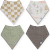 Cotton Muslin & Fleece Bandana Bib, Adobe Checker (Pack Of 4) - Bibs - 1 - thumbnail