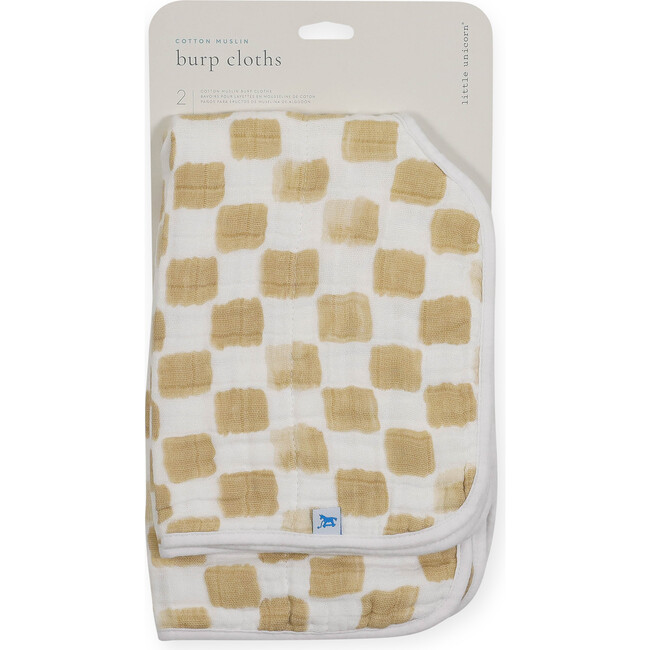 Cotton Muslin Multi-Layered Burp Cloth 14X21, Adobe Checker (Pack Of 2) - Burp Cloths - 3