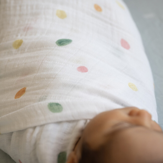 Multi-Purpose Hand-Painted Muslin Swaddle 47X47, Party Dots - Swaddles - 5