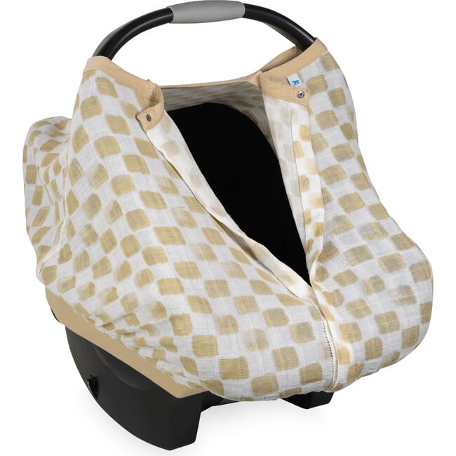 Cotton Muslin Car Seat Canopy, Adobe Checker - Car Seat Accessories - 2