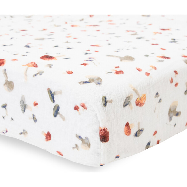Cotton Print Muslin Standard-Size Crib Sheet, Mushrooms - Crib Sheets - 2