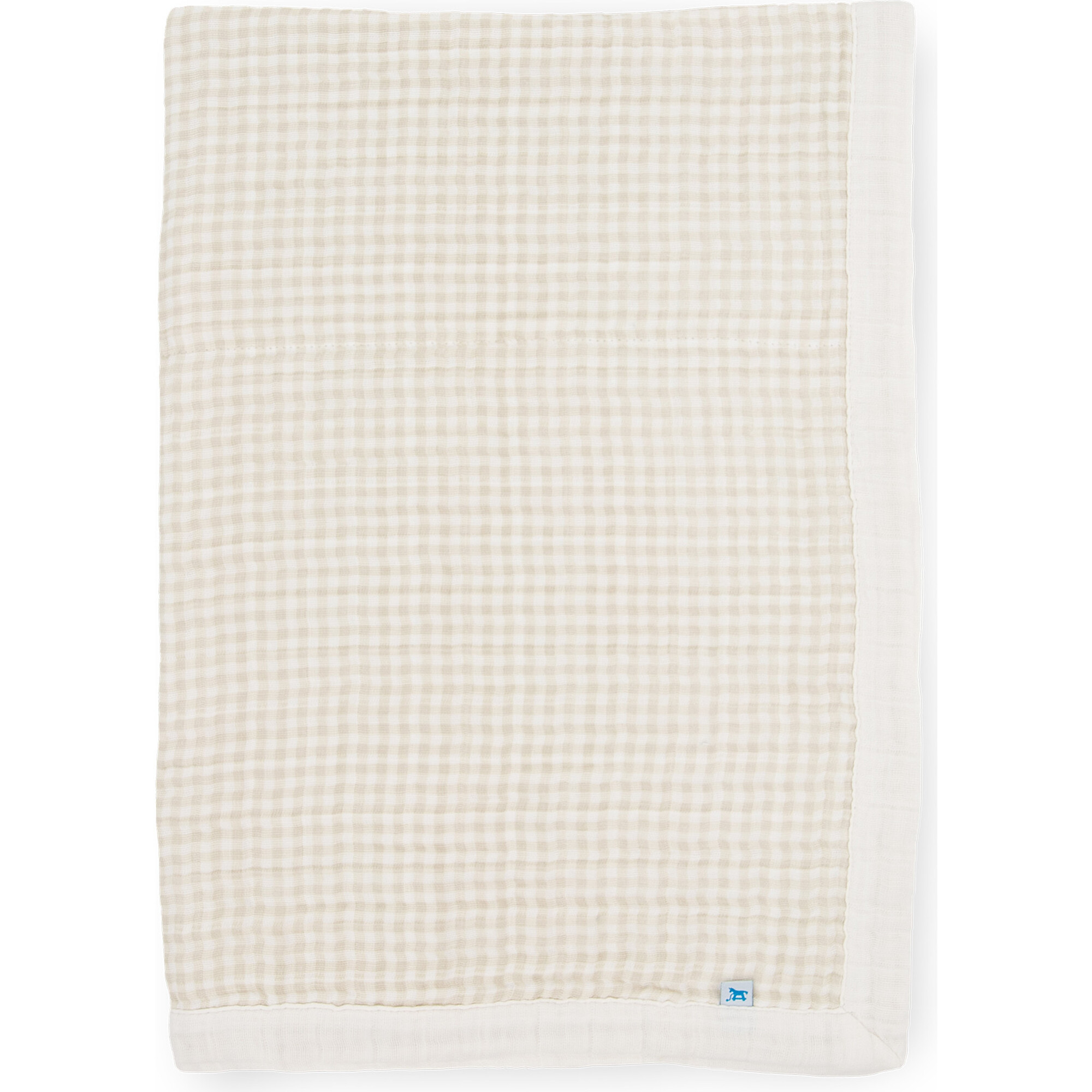 Baby Print Cotton Muslin Multi-Layered Quilt Blanket 30X40, Tan Gingham - Quilts - 1