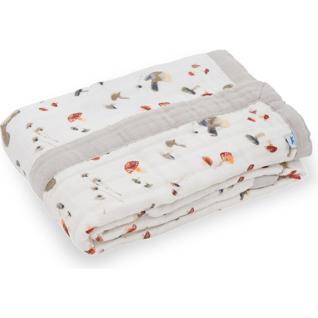 Baby Print Cotton Muslin Multi-Layered Quilt Blanket 30X40, Mushrooms