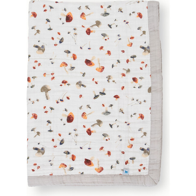 Baby Print Cotton Muslin Multi-Layered Quilt Blanket 30X40, Mushrooms - Quilts - 2