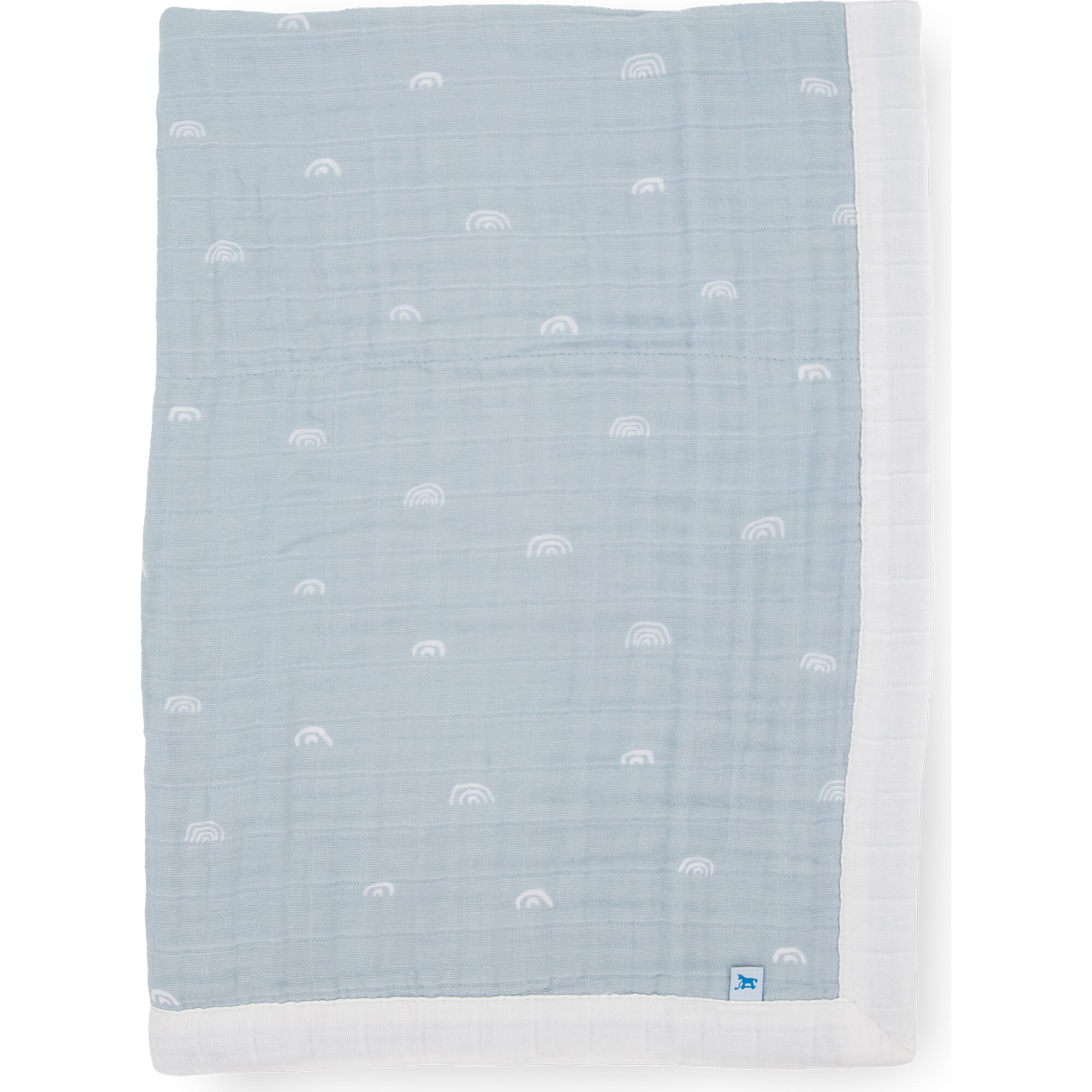 Baby Print Cotton Muslin Multi-Layered Quilt Blanket 30X40, Blue Rainbow - Quilts - 1
