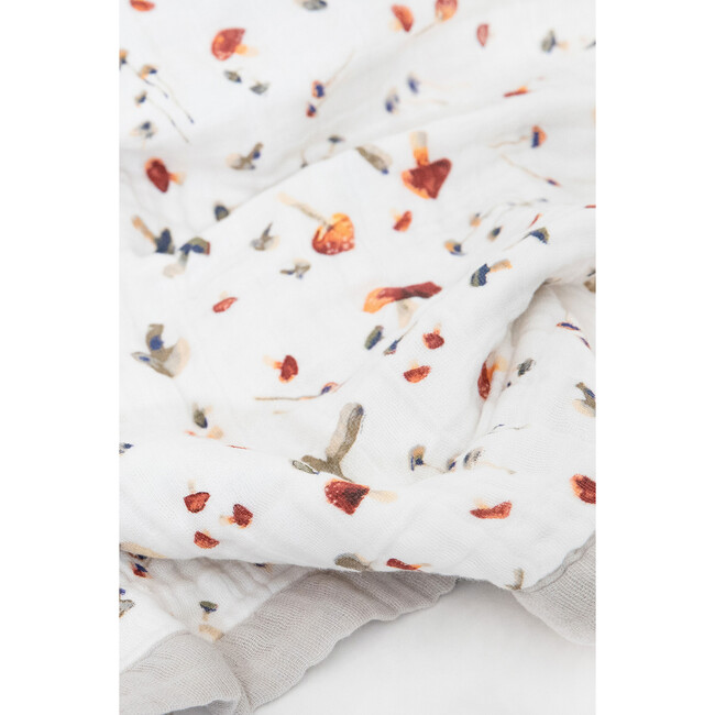Baby Print Cotton Muslin Multi-Layered Quilt Blanket 30X40, Mushrooms - Quilts - 3