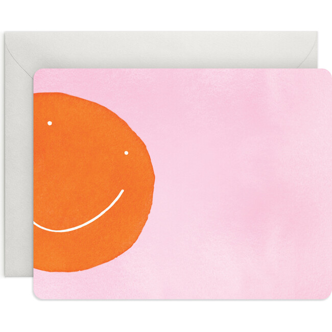 Set of 8 Flat Notecards, Orange Smiley - Paper Goods - 2