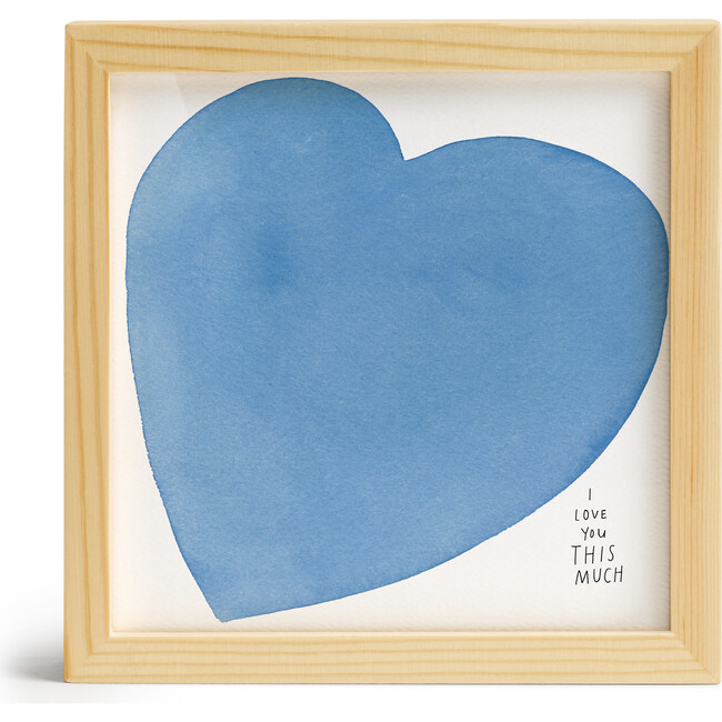 Blue Squeezed Heart Little Print, Blue