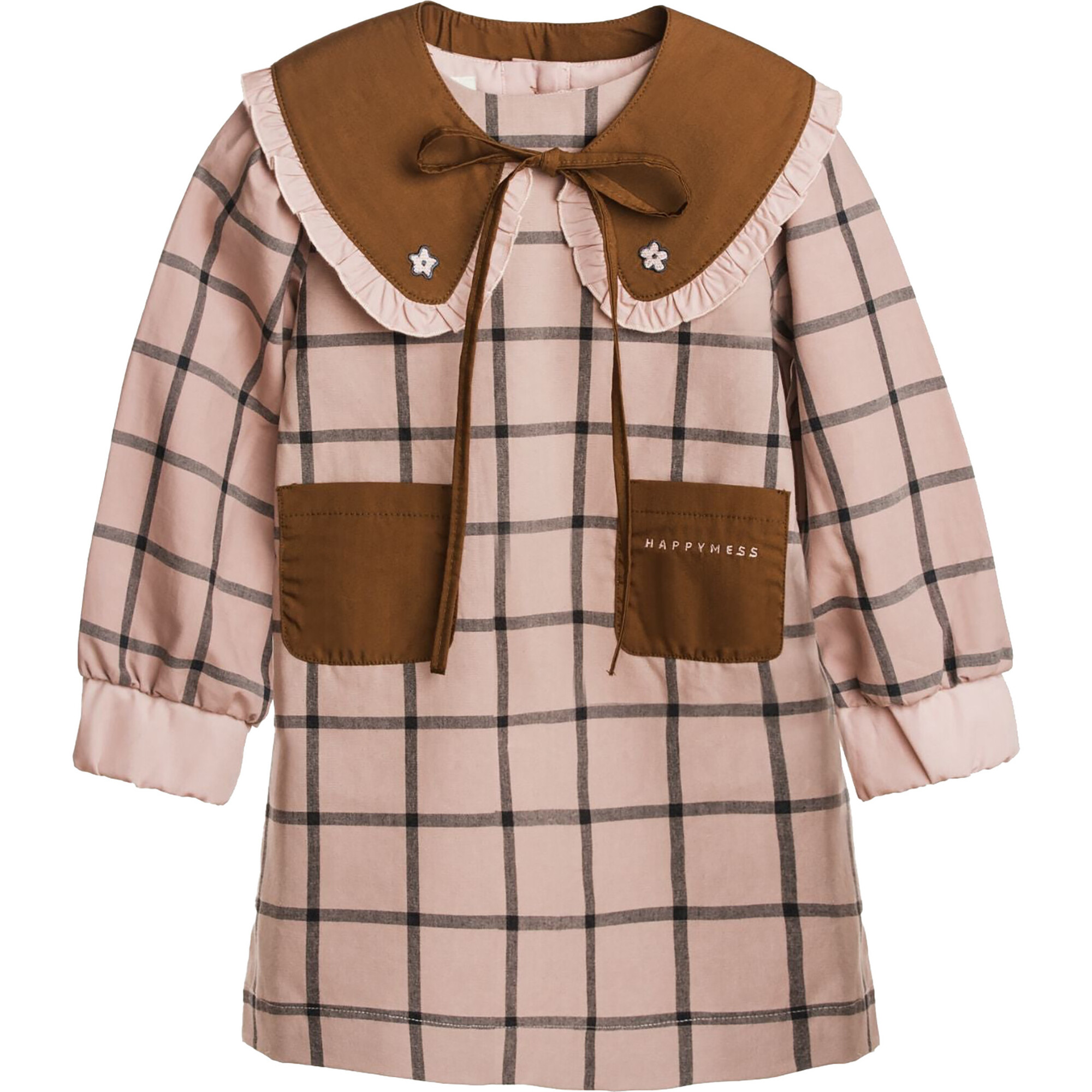 Cotton Plaid Dress, Dreamy Rose - Dresses - 1