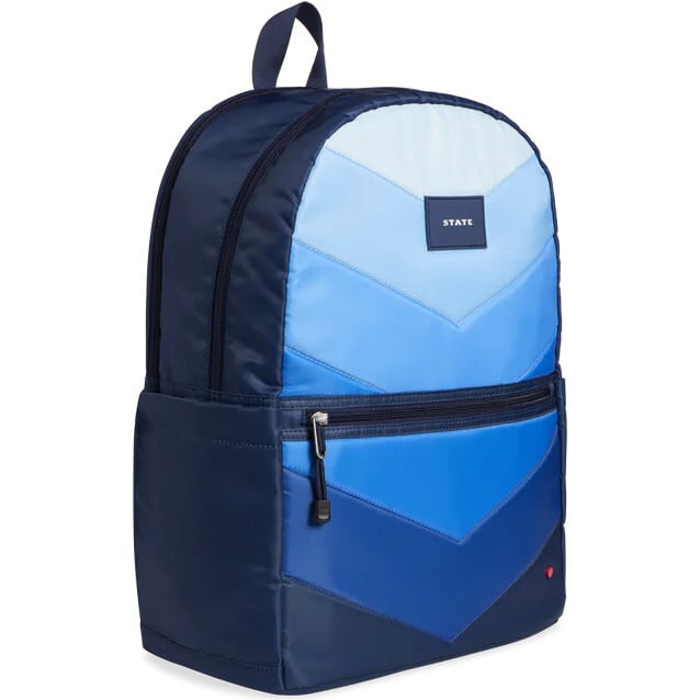 Kane Double Pocket Large Backpack, Blue Chevron Puffer - Backpacks - 2