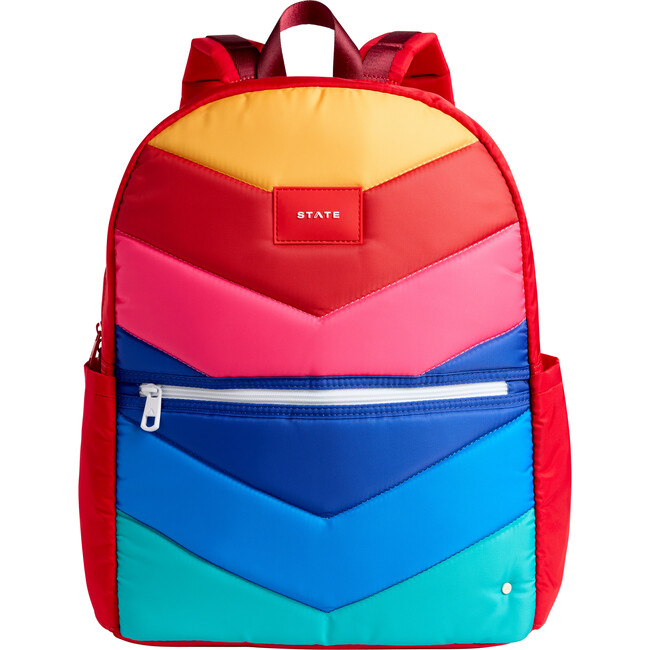 Kane Double Pocket Large Backpack, Rainbow Chevron