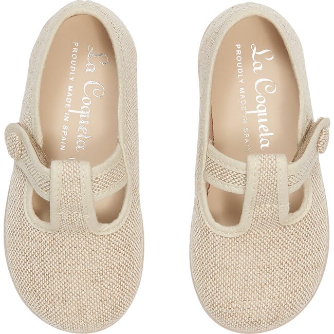 Pedro Canvas Baby T-Bar Espadrille, Sand