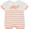 Clavel Cotton Turtle Baby Knitted Playsuit, Coral - Rompers - 1 - thumbnail