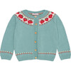 Fresa Baby Girl Strawberry Cotton Knit Cardigan, Green - Cardigans - 1 - thumbnail