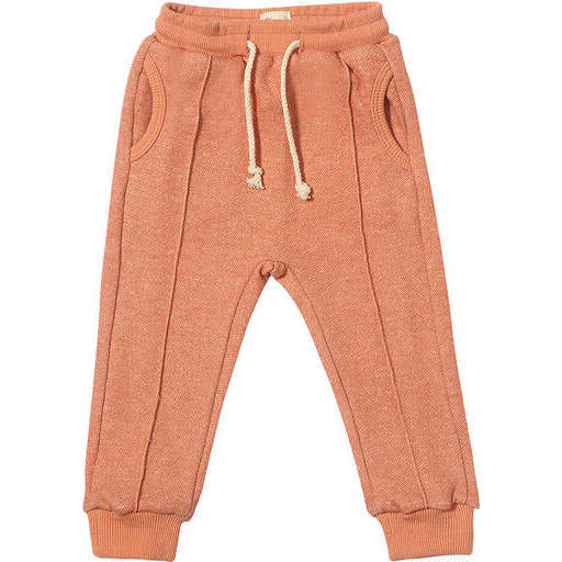 Jona Elastic Waist Drawstring Pocket Sweatpants, Rust