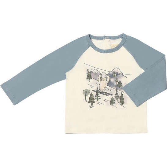 Ruan Yeti Print Raglan Sleeved Jersey Sweatshirt, Blue