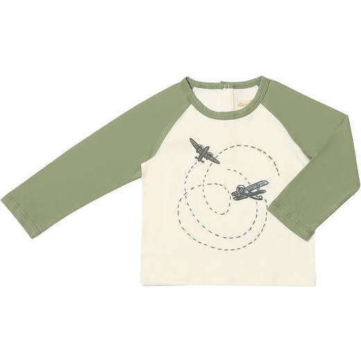 Ruan Airplane Print Raglan Sleeved Jersey Sweatshirt, Green