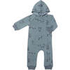 Parker Yeti Print Long Sleeve Front Pocket Hooded Romper, Blue - Rompers - 1 - thumbnail