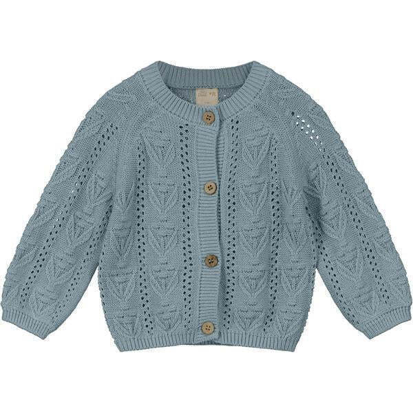 Penrose Pattern Lace Knit Button-Up Cardigan, Blue