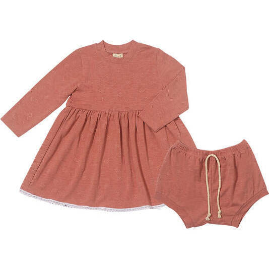 Martha Long Sleeve Lace Hem Dress, Pink - Dresses - 1