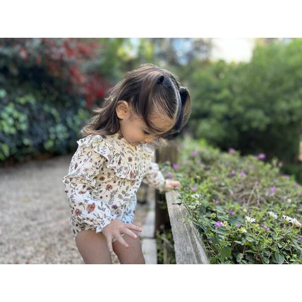 Orla Long Sleeve Full Frill Bubble, Floral - Rompers - 2