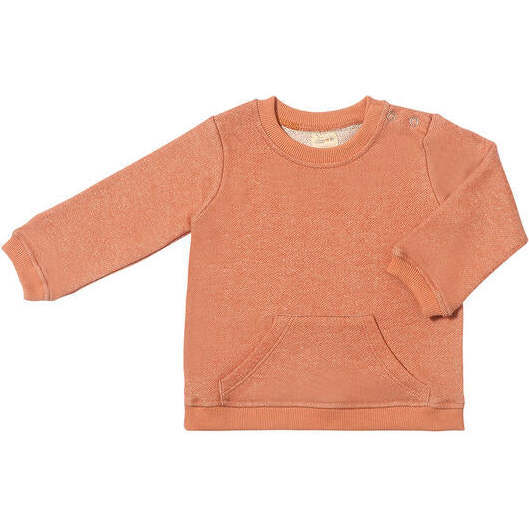 Mawgan Elastic Cuff Neck Snap Sweatshirt, Rust