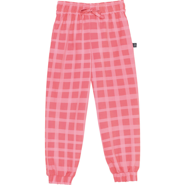 Picnic Plaid Elastic Waist Drawstring Pants, Pink