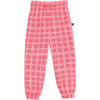 Picnic Plaid Elastic Waist Drawstring Pants, Pink - Pants - 1 - thumbnail