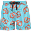 Pretzels Elastic Waist Drawstring Swimshorts, Light Blue - Swim Trunks - 1 - thumbnail