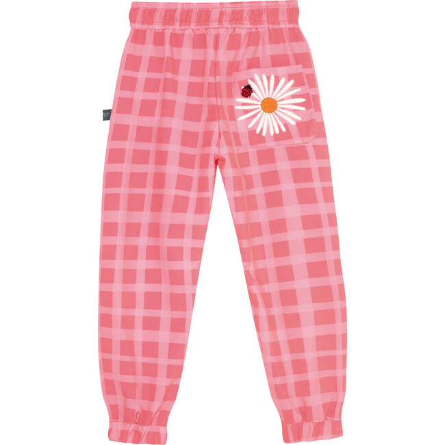 Picnic Plaid Elastic Waist Drawstring Pants, Pink - Pants - 2