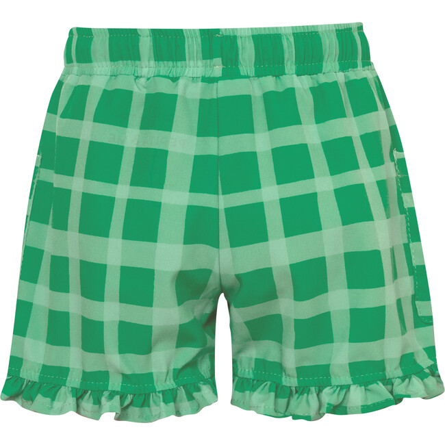 Picnic Plaid Elastic Waist Drawstring Shorts, Green - Shorts - 3