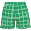 Picnic Plaid Elastic Waist Drawstring Shorts, Green - Shorts - 3