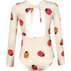 Sun Ladybugs Print Long Sleeve One-Piece Swimsuit, White - One Pieces - 3