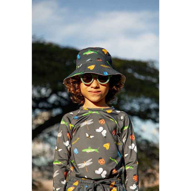 Insects Print Reversible Bucket Hat, Grey - Hats - 2