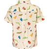 Guayabera Insects Print Tropical Short Sleeve Shirt, White - Shirts - 3