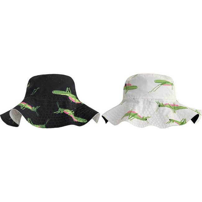 Picnic Mountain Print Wide-Brim Reversible Hat, White