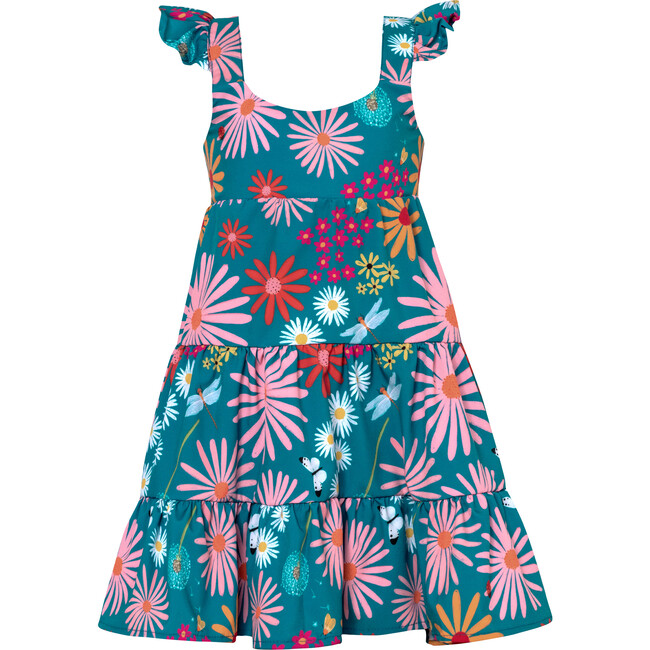 Corissia Garden Print Adjustable Strap Dress, Blue