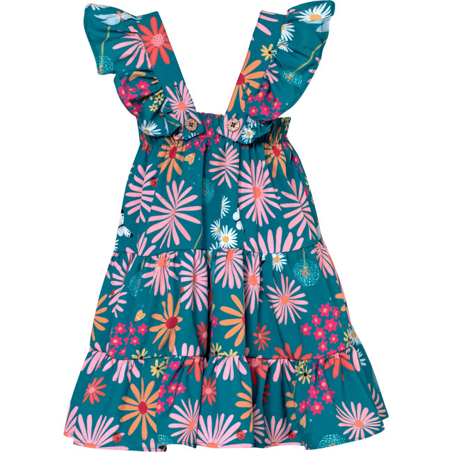 Corissia Garden Print Adjustable Strap Dress, Blue - Dresses - 3