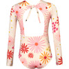 Sun Garden Print Long Sleeve One-Piece Swimsuit, Pink - One Pieces - 3