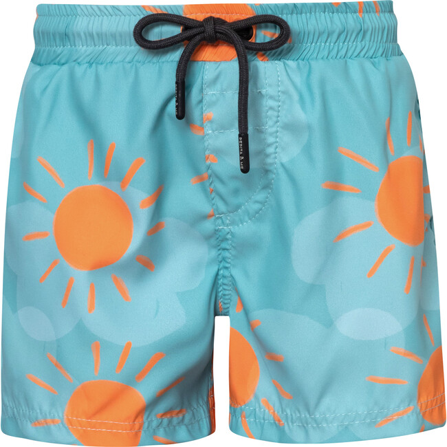 Sun Solecito Elastic Waist Drawstring Swimshorts, Blue