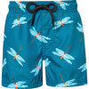 Dragon-Fly Petroleo Elastic Waist Drawstring Swimshorts, Blue - Swim Trunks - 1 - thumbnail