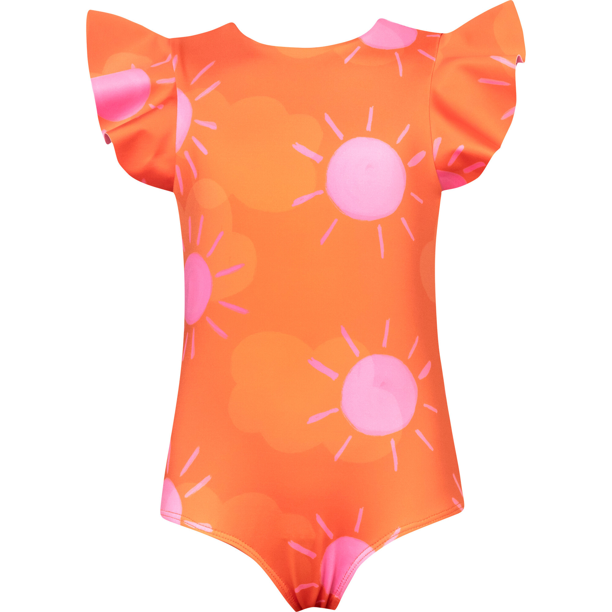 Sun Solecito Dayana Flounce Sleeve One-Piece Swimsuit, Orange - One Pieces - 1