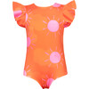 Sun Solecito Dayana Flounce Sleeve One-Piece Swimsuit, Orange - One Pieces - 1 - thumbnail