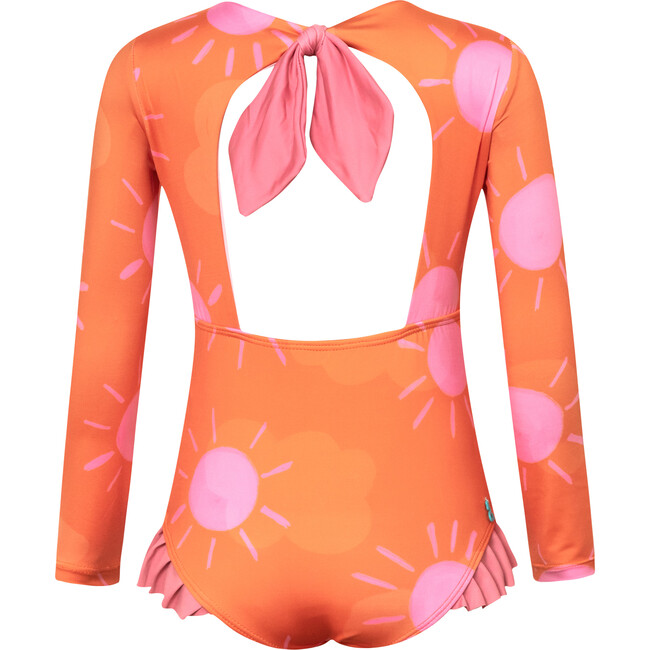 Sun Solecito Knot Long Sleeve One-Piece Swimsuit, Orange - One Pieces - 2