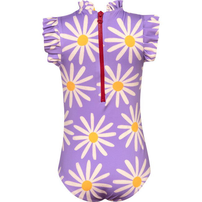 Alisson Daisy Bug Print Short Sleeve One-Piece Swimsuit, Purple - One Pieces - 3