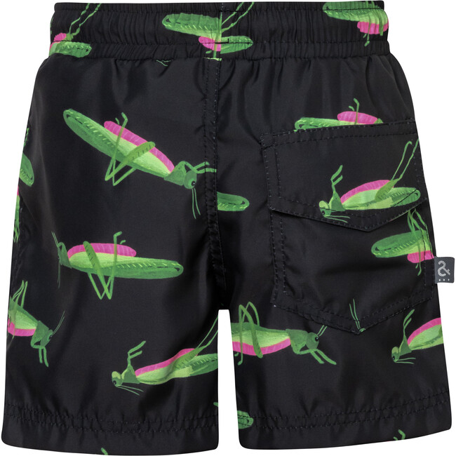 Boy's Mountain Print Elastic Waist Drawstring Swimshorts, Black - Swim Trunks - 3