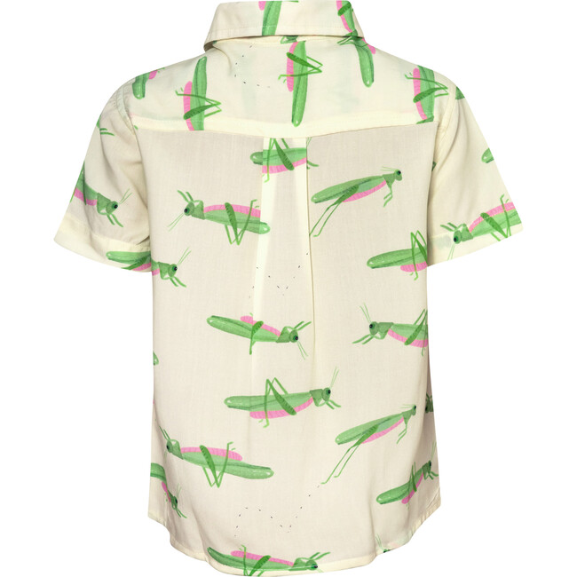 Guayabera Mountain Print Tropical Short Sleeve Button Front Shirt, White - Shirts - 3