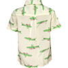 Guayabera Mountain Print Tropical Short Sleeve Button Front Shirt, White - Shirts - 3